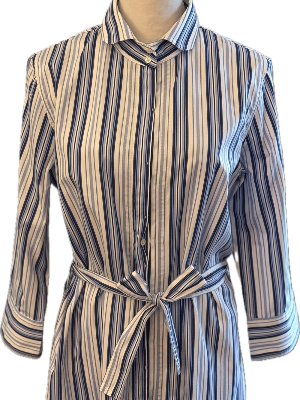 EUC Faconnable Navy and White Striped Shirt Dress. Size 10. Like new condition.